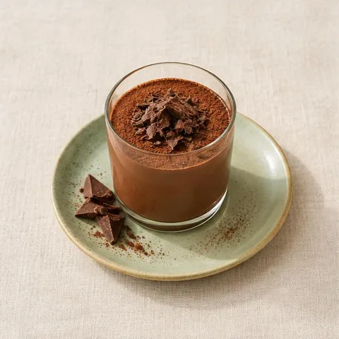 Budino al cacao amaro in un piccolo bicchiere